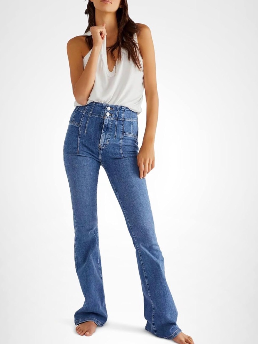 Free People High-Waisted Blue Women's Jeans